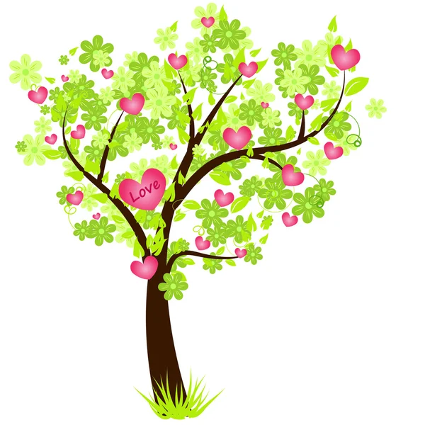 Valentýna strom se srdíčky — Stockový vektor