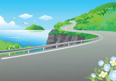 Road at the sea clipart
