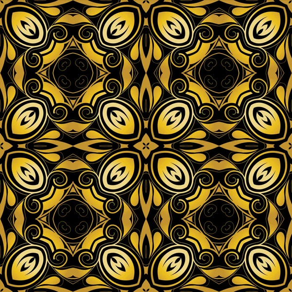 Fondo ornamentale dorato su nero — Foto Stock