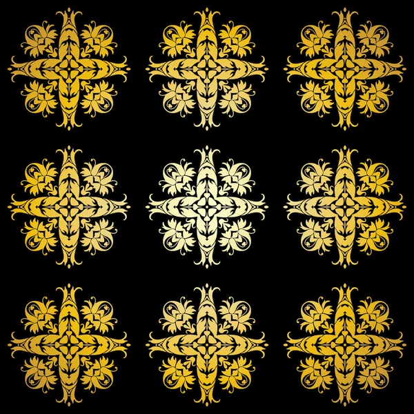 Goldener ornamentaler Hintergrund auf schwarz — Stockfoto