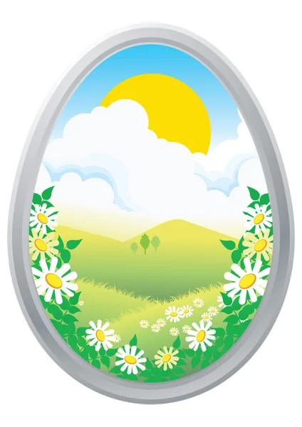 Пасхальное яйцо с цветочными элементами — стоковый вектор