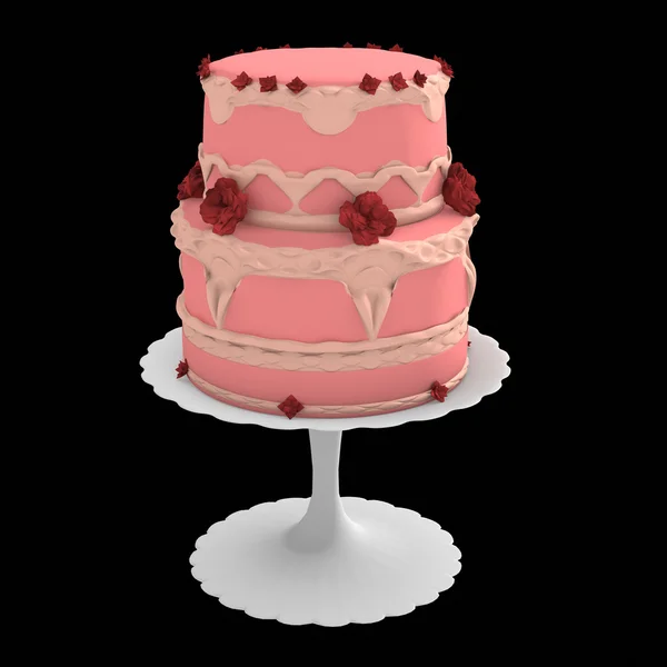 두 레이어 케이크-3d 모델 핑크 — 스톡 사진