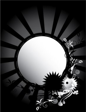 Black White circular frame background clipart