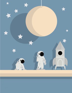 Astronaut ship on star background clipart