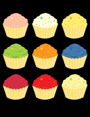 Bright cupcake variations clipart