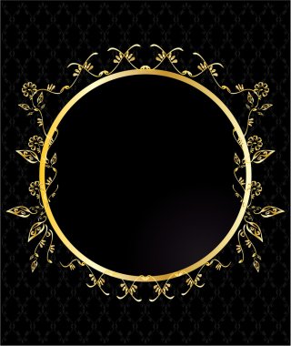 Gold circular floral frame clipart