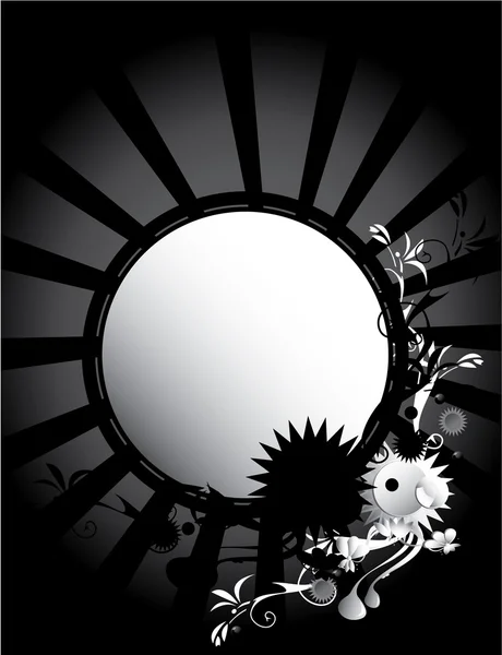 Noir Blanc cadre circulaire fond — Image vectorielle