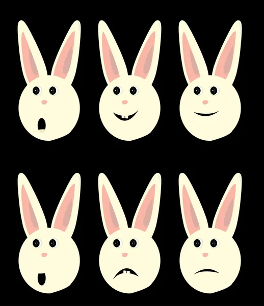 Bunny faces isolated — Stock Vector