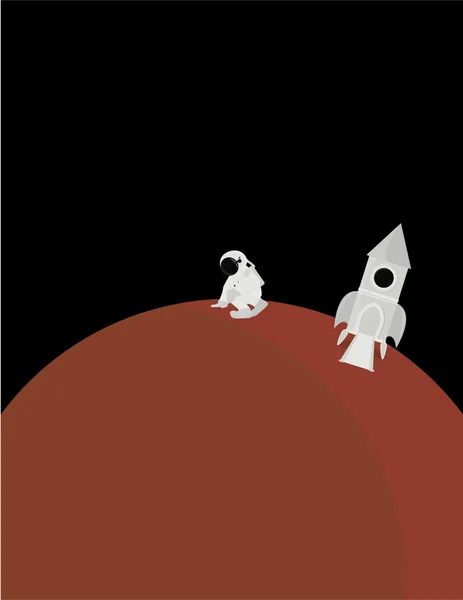 Adegan planet dan astronot - Stok Vektor