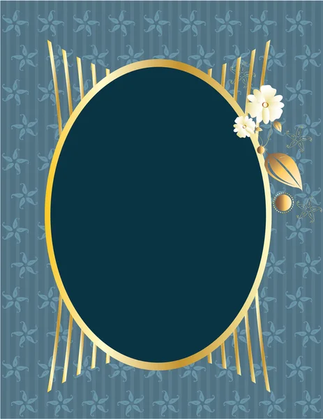 Blauw goud oval frame — Stockvector