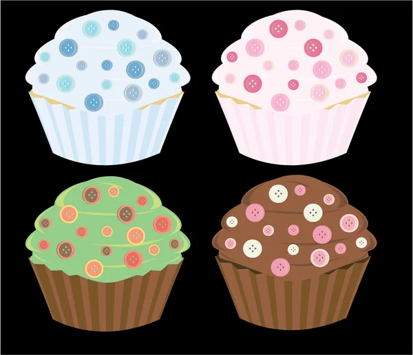 Cupcakes mit Knopf — Stockvektor