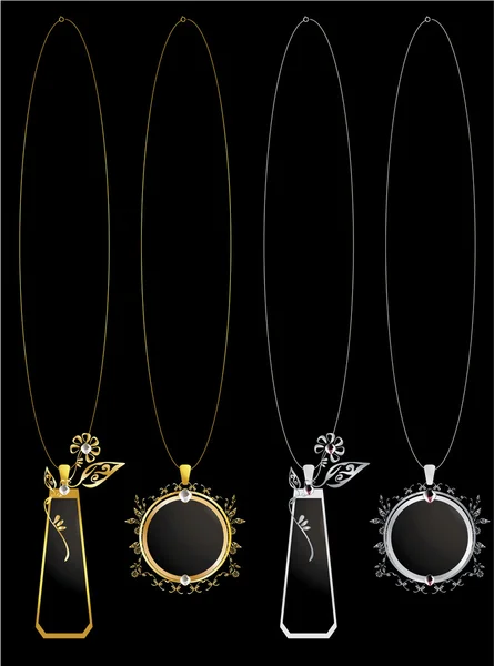 Золотые и серебряные цветочные ожерелья — стоковый вектор