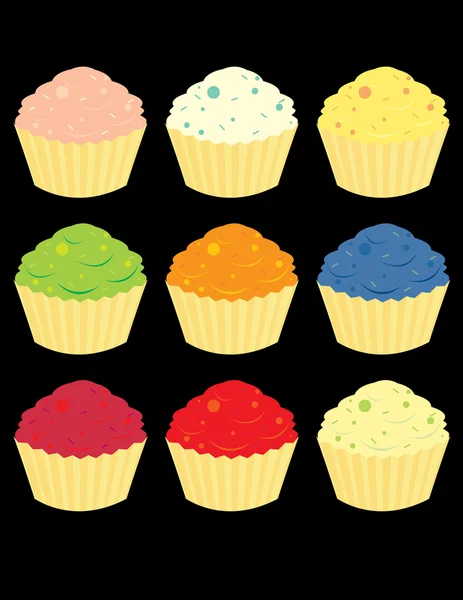 Variações de cupcake brilhantes — Vetor de Stock