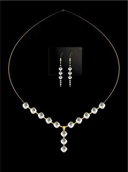 Conjunto de colar de diamantes elegante — Vetor de Stock