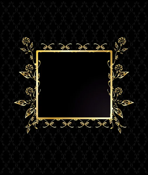 Gold square floral frame — Stock Vector