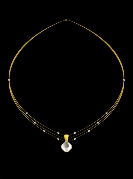 Елегантне золоте діамантове намисто — стоковий вектор