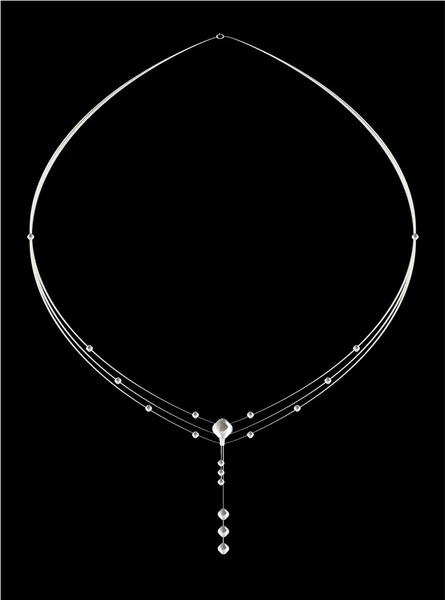 Elegant silver diamond necklace — Stock Vector