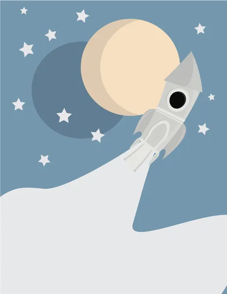 太空火箭与月亮现场 — 图库矢量图片