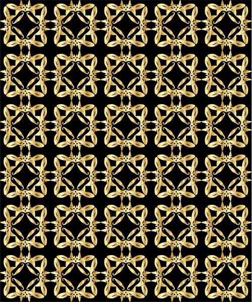 Guld mönster på svart bakgrund 2 — Stock vektor