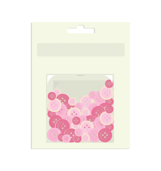 Botões cor de rosa no recipiente de embalagem —  Vetores de Stock