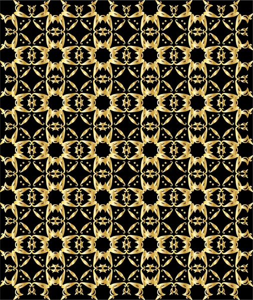 Guld mönster på svart bakgrund 5 — Stock vektor
