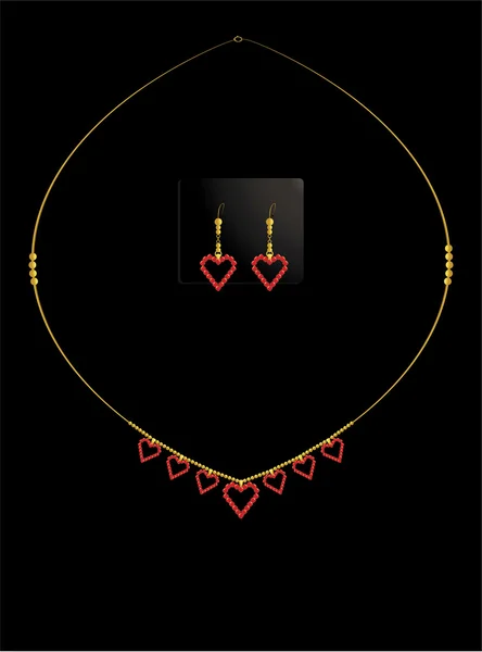 Ожерелье из красного сердца — стоковый вектор
