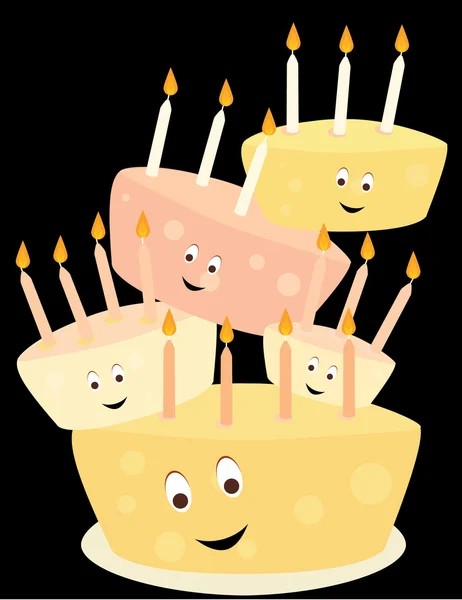 Feliz cumpleaños pila de pastel — Vector de stock