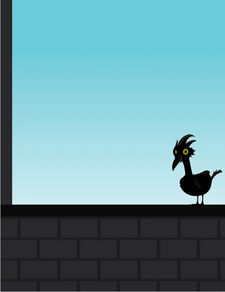 Oiseau sur mur de briques — Image vectorielle