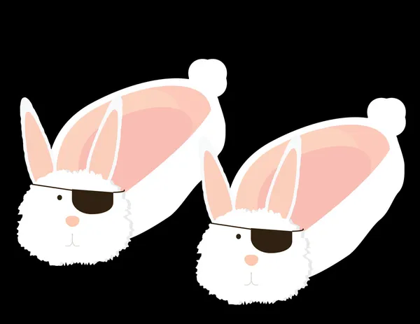 眼睛的修补程序的兔子拖鞋 — 图库矢量图片