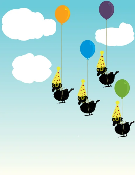 Vögel an Luftballons gebunden — Stockvektor