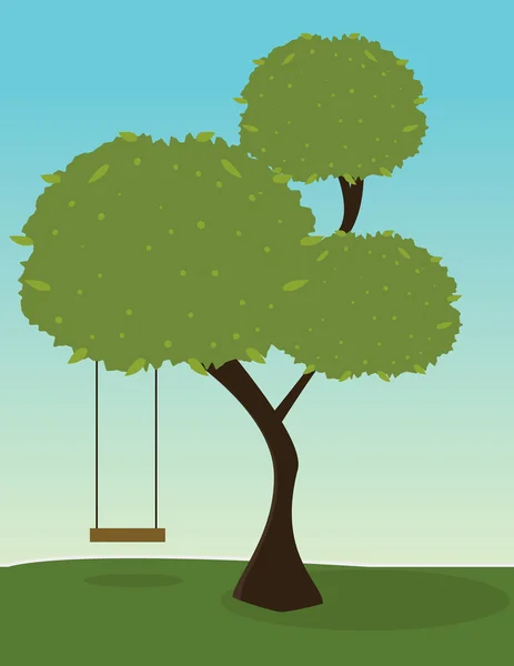 Tree with swing — Stock Vector