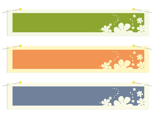 Stiker bunga banner persegi panjang - Stok Vektor