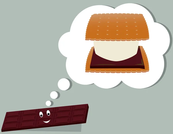 Шоколадний батончик думає про запах — стоковий вектор
