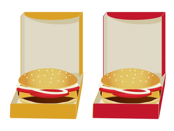 Hamburgers in vakken — Stockvector