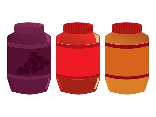 Jelly and peanut butter jars — Stock Vector