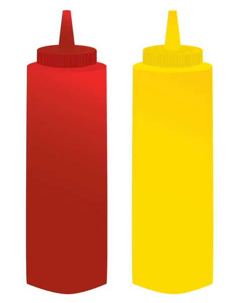 Envases de mostaza y ketchup — Archivo Imágenes Vectoriales