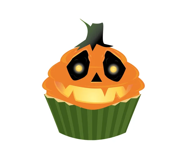 Pumpkin face cupcake — Stock Vector