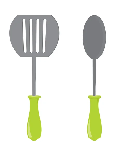 Yuvarlak spatula ve kaşık — Stok Vektör
