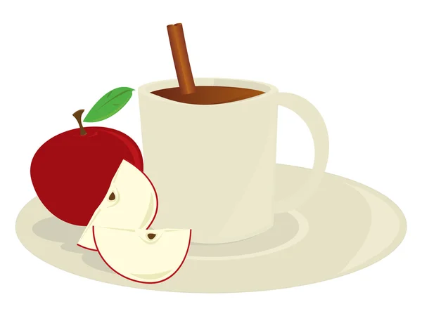 Apple cider in mug — Stock Vector