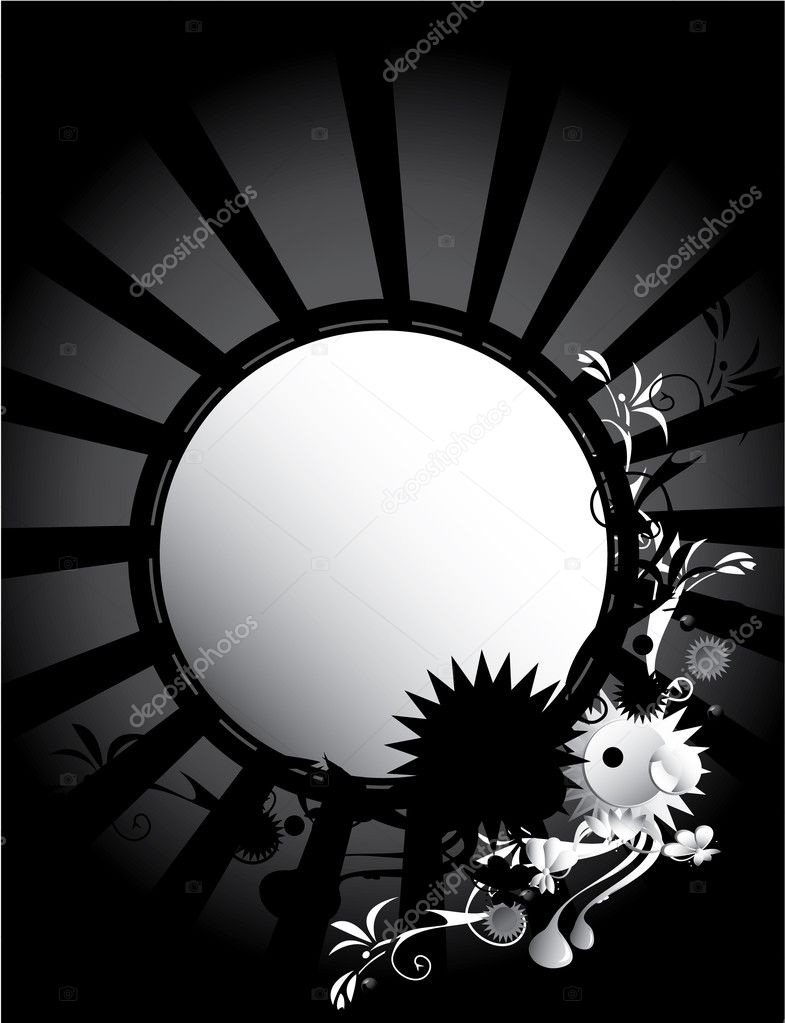 Black White circular frame background