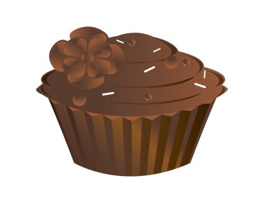 Chocolate cupcake isolated clipart