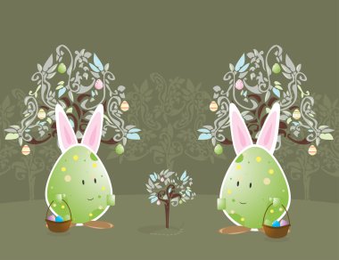 Easter egg characters with bunny ears 5 clipart