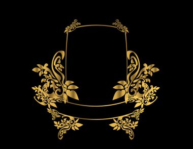 Gold floral frame 3 clipart