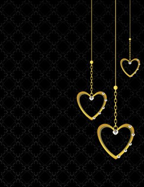 Gold heart patterned background 1 clipart