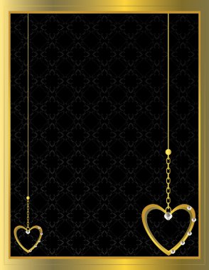 Gold heart patterned background 3 clipart