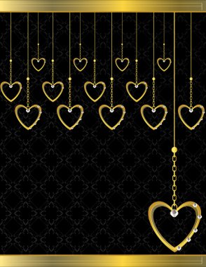 Gold heart patterned background 5 clipart