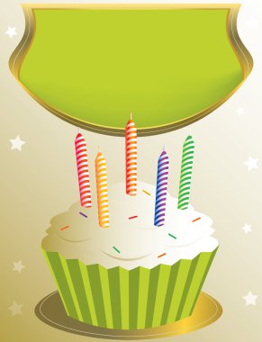 Frosted birthday cupcake with placard clipart