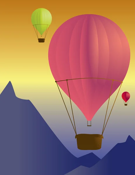 Hete lucht ballon scène 2 — Stockvector