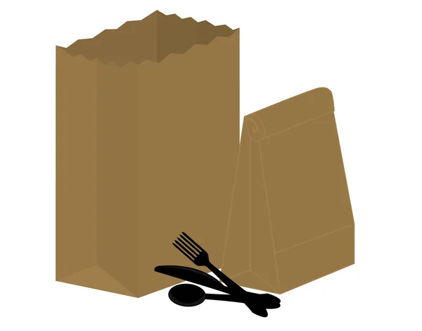 Eroptoetezien zak en kunststof zilverwerk — Stockvector