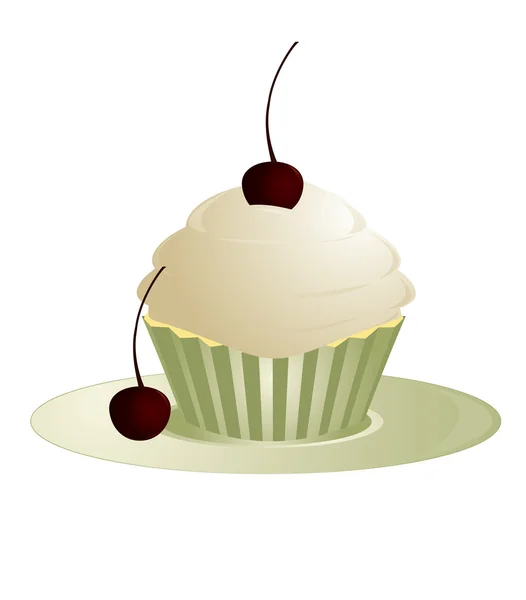 Cupcake auf Teller — Stockvektor